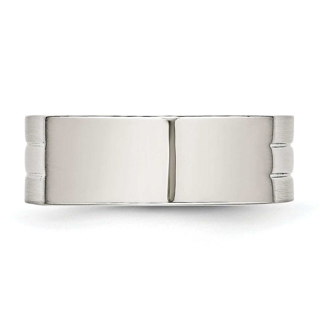 Stainless Steel Brushed and Polished Signet Ring