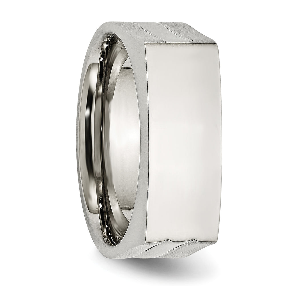 Stainless Steel Brushed and Polished Signet Ring