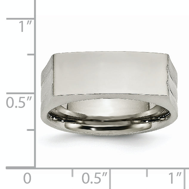 Stainless Steel Brushed and Polished Signet Ring