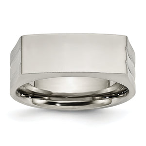 Stainless Steel Brushed and Polished Signet Ring, Size 9–11 - Sophia Jewelers