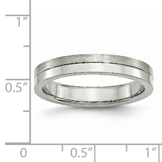 Stainless Steel 4mm Brushed & Polished Band