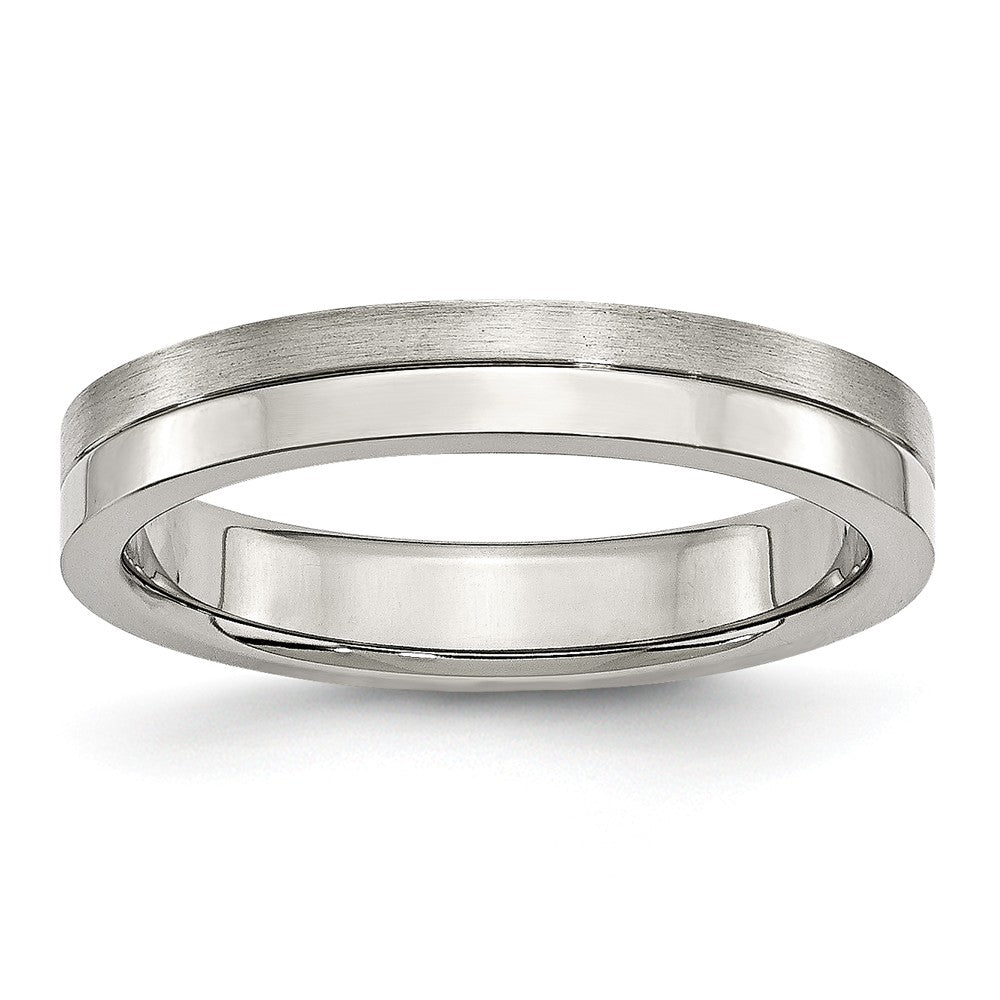 Sophia Jewelers Stainless Steel Wedding Band, 4mm Brushed & Polished, Engravable