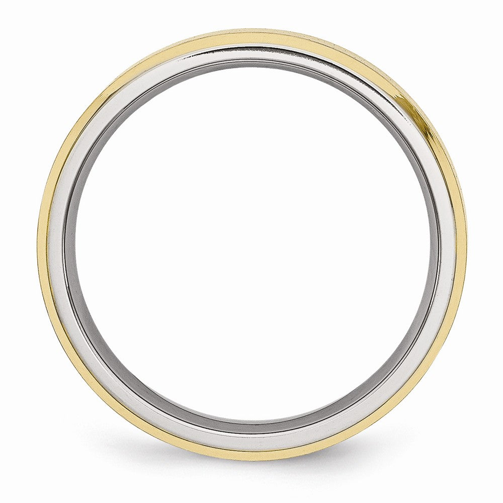 Sophia Jewelers Brushed Gold-Tone Beveled Edge Stainless Steel Comfort Fit Wedding Band