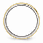 Sophia Jewelers Brushed Gold-Tone Beveled Edge Stainless Steel Comfort Fit Wedding Band
