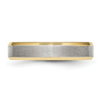Beveled-Edge Wedding Band in Stainless Steel with Gold IP, 5mm