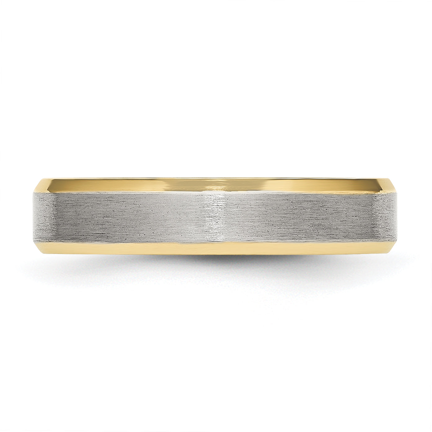 Beveled-Edge Wedding Band in Stainless Steel with Gold IP, 5mm