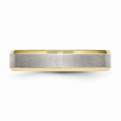 Sophia Jewelers Brushed Gold-Tone Beveled Edge Stainless Steel Comfort Fit Wedding Band