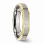Sophia Jewelers Brushed Gold-Tone Beveled Edge Stainless Steel Comfort Fit Wedding Band