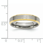 Beveled-Edge Wedding Band in Stainless Steel with Gold IP, 5mm