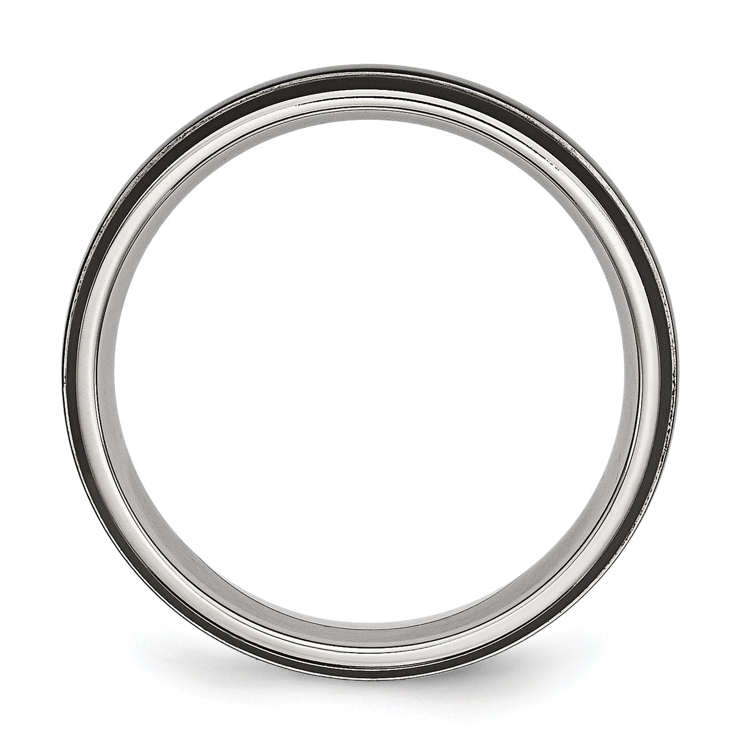 Black IP-Plated Grooved Wedding Band in Stainless Steel, 6mm Secondary image
