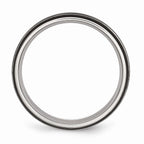Black Grooved Comfort-Fit Wedding Band in Stainless Steel, 6mm