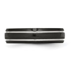 Black IP-Plated Grooved Wedding Band in Stainless Steel, 6mm
