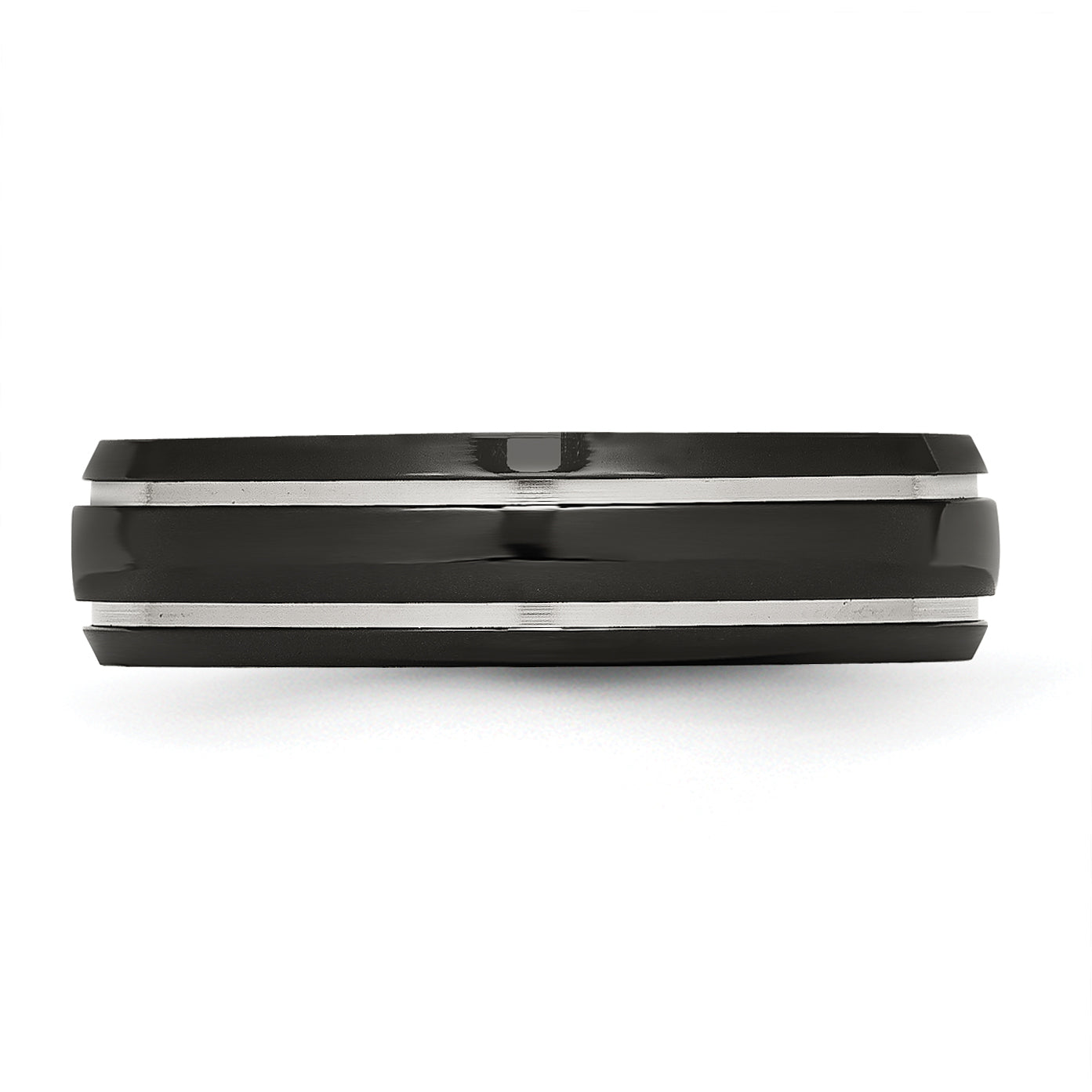 Black IP-Plated Grooved Wedding Band in Stainless Steel, 6mm