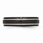 Black Grooved Comfort-Fit Wedding Band in Stainless Steel, 6mm