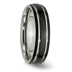 Black IP-Plated Grooved Wedding Band in Stainless Steel, 6mm