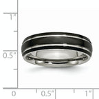 Black IP-Plated Grooved Wedding Band in Stainless Steel, 6mm