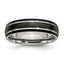 Black Grooved Comfort-Fit Wedding Band in Stainless Steel, 6mm