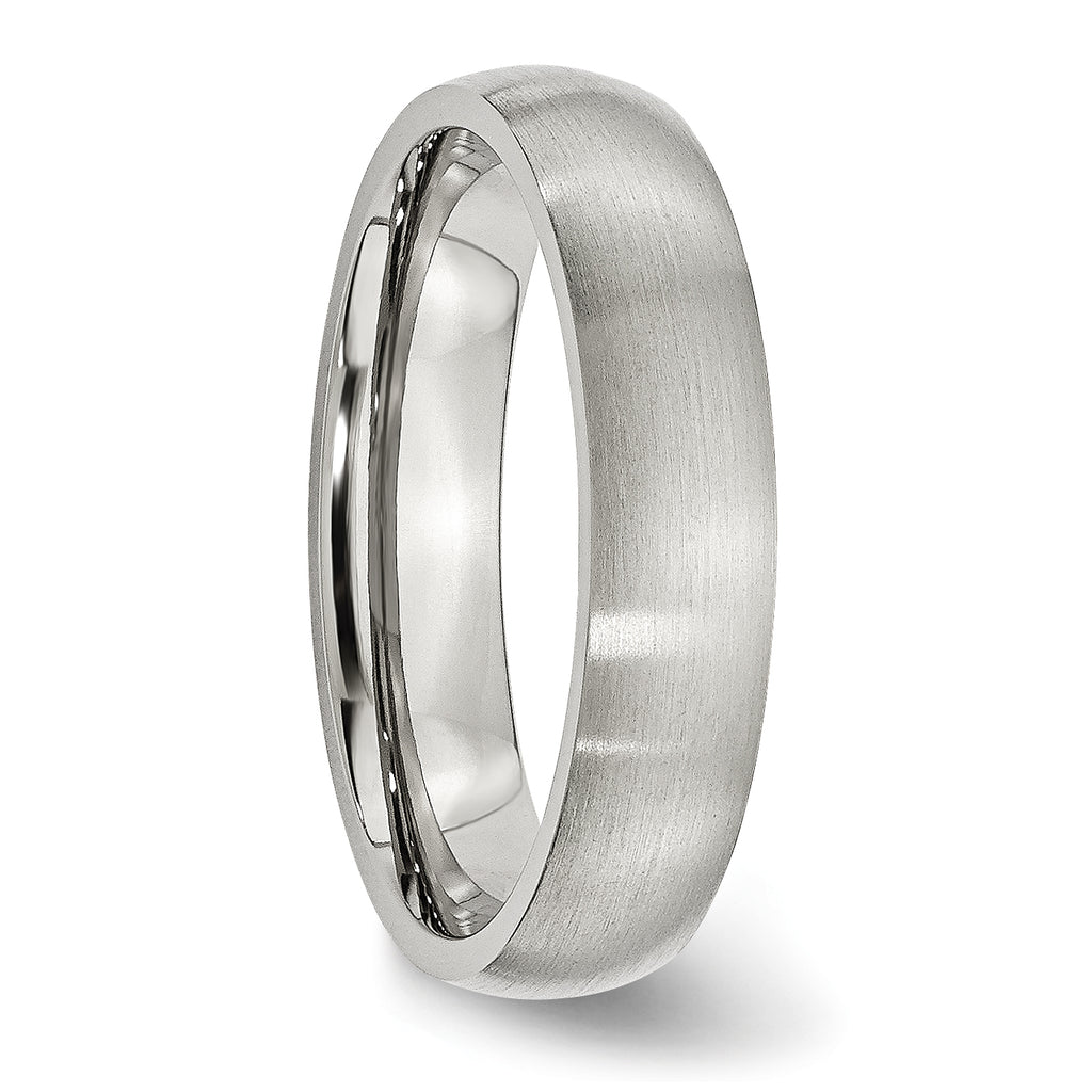Brushed Half-Round Wedding Band in Stainless Steel, 5mm