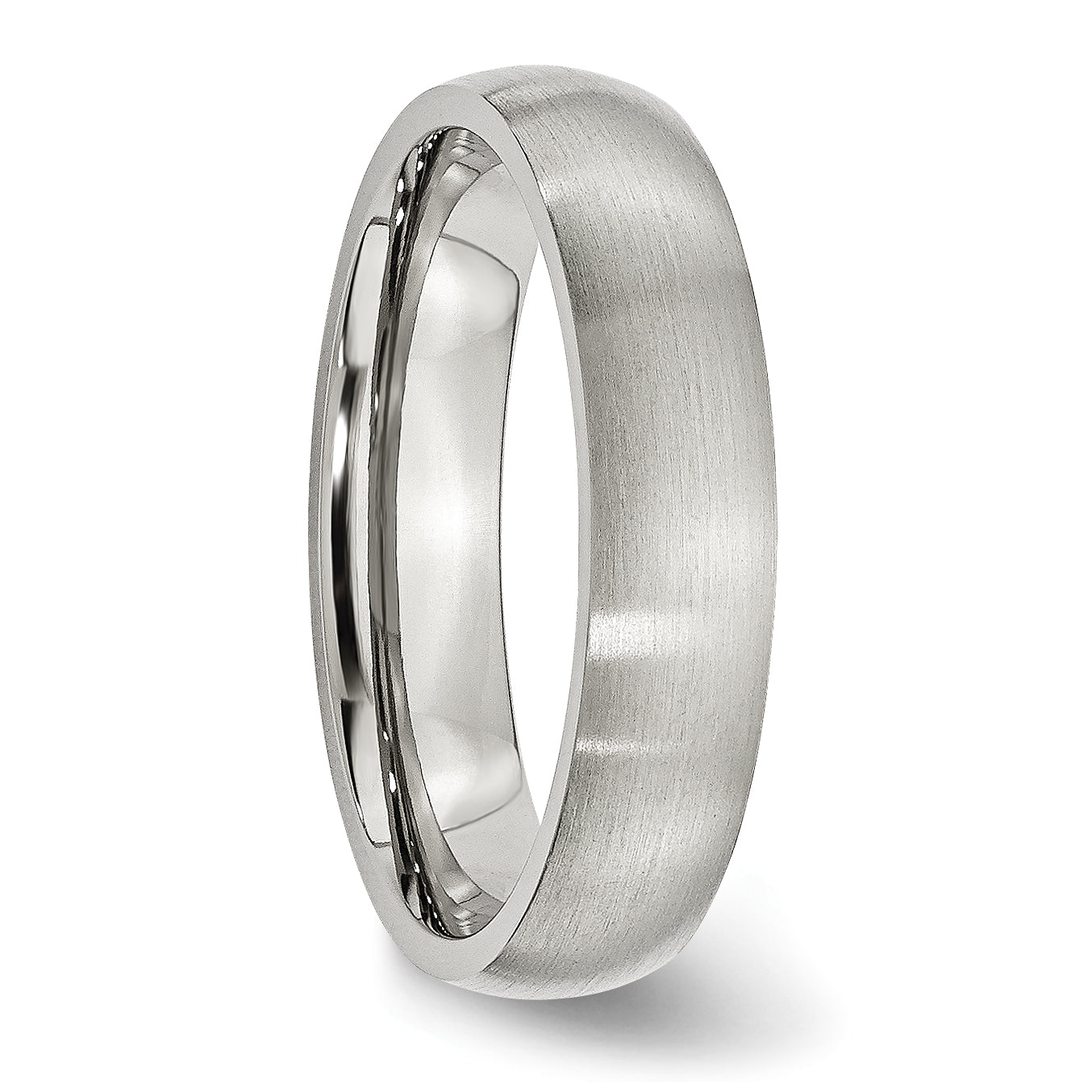 Brushed Half-Round Wedding Band in Stainless Steel, 5mm