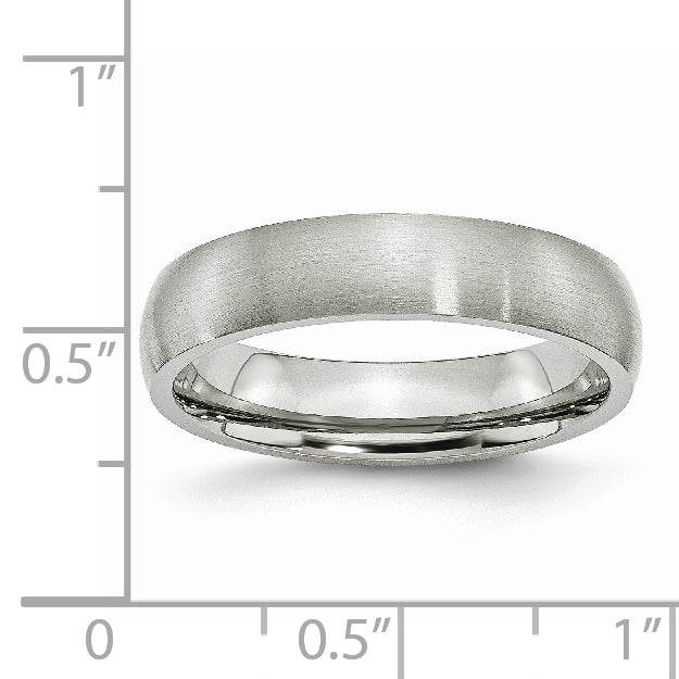 Brushed Half-Round Wedding Band in Stainless Steel, 5mm