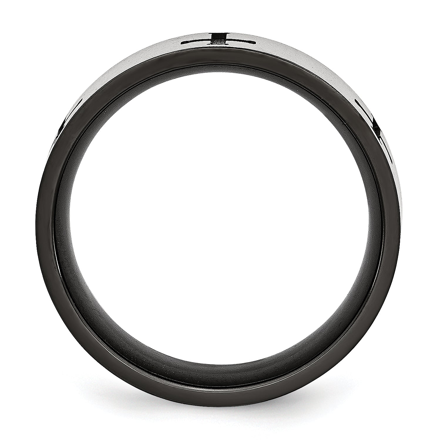 Black Cross Wedding Band in Stainless Steel, 7mm
