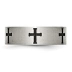 Black Cross Wedding Band in Stainless Steel, 7mm