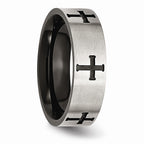 Crosses Wedding Band in Stainless Steel, 7mm