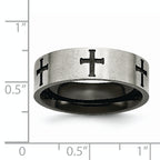 Black Cross Wedding Band in Stainless Steel, 7mm