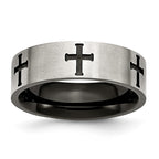 Crosses Wedding Band in Stainless Steel, 7mm