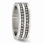 Beaded Double-Row Wedding Band in Stainless Steel, 8mm