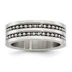 Beaded Double-Row Wedding Band in Stainless Steel, 8mm