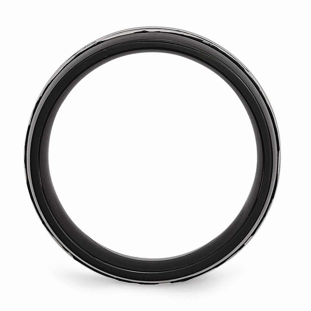 Stainless Steel 8mm Black IP-plated Brushed & Polished Band