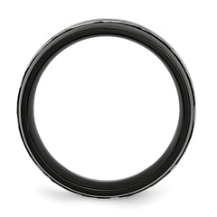 Stainless Steel 8mm Black IP-plated Brushed & Polished Band