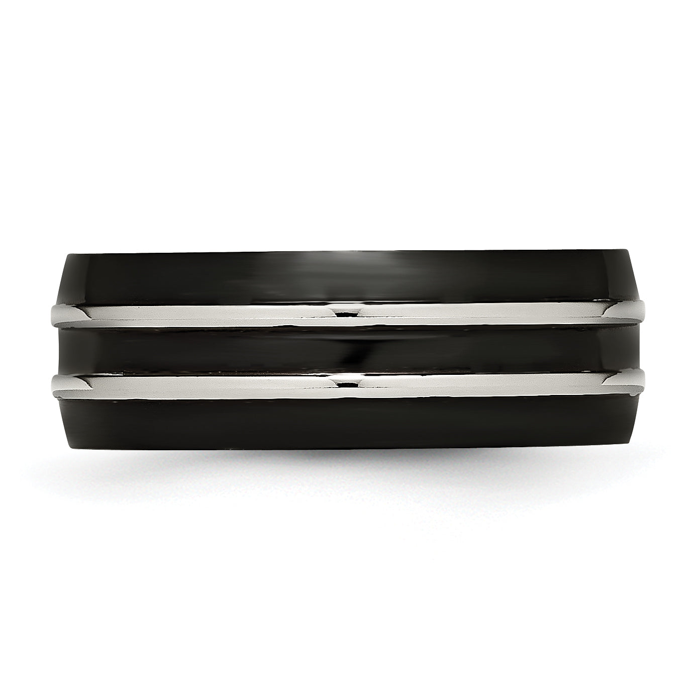 Stainless Steel 8mm Black IP-plated Brushed & Polished Band