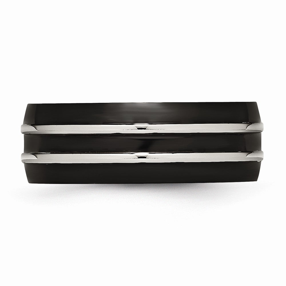 Black IP-Plated Wedding Band in Stainless Steel, 8mm