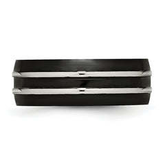 Stainless Steel 8mm Black IP-plated Brushed & Polished Band