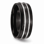 Black IP-Plated Wedding Band in Stainless Steel, 8mm