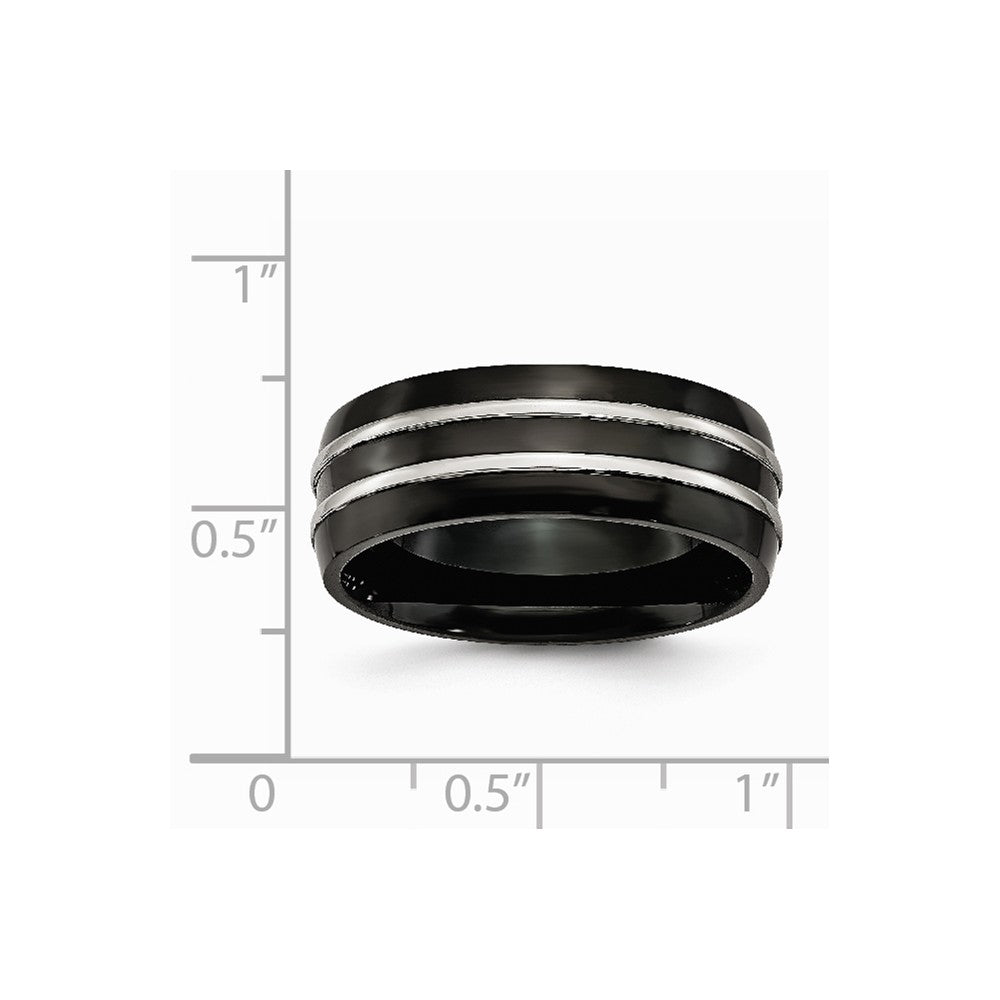 Stainless Steel 8mm Black IP-plated Brushed & Polished Band