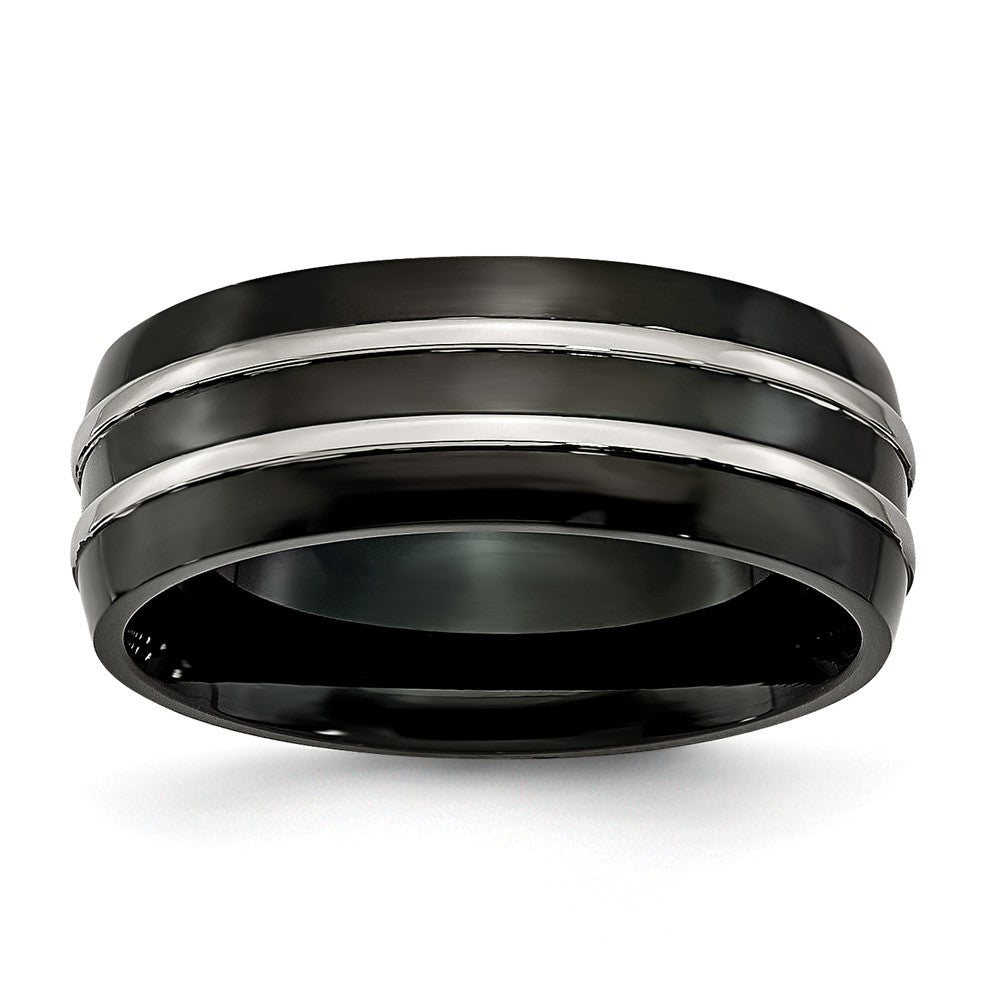 Black IP-Plated Wedding Band in Stainless Steel, 8mm