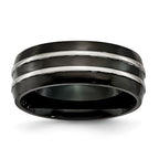 Black IP-Plated Wedding Band in Stainless Steel, 8mm