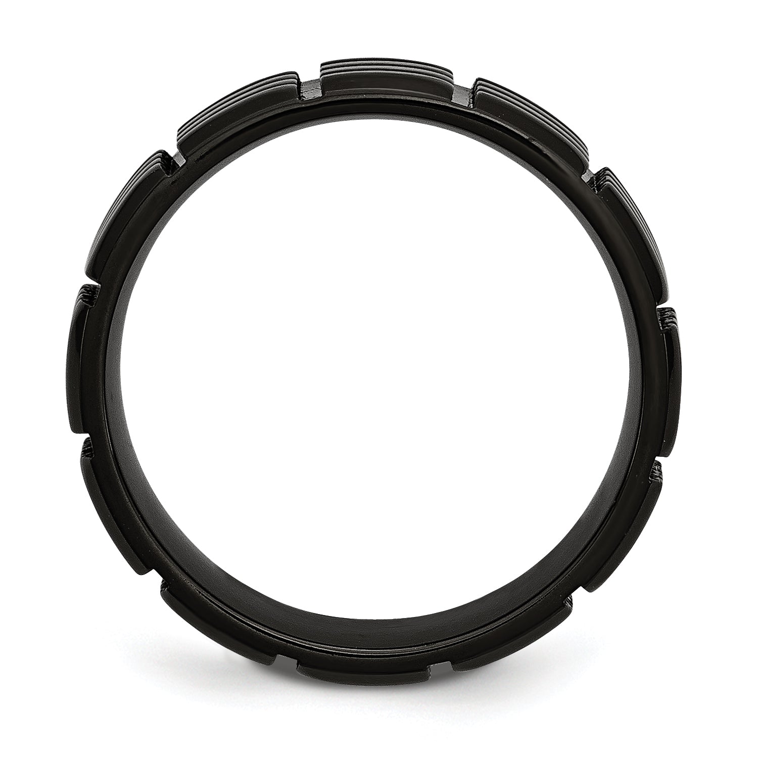 Black IP-Plated Grooved Wedding Band in Stainless Steel, 8mm Secondary image