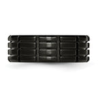 Black IP-Plated Grooved Wedding Band in Stainless Steel, 8mm