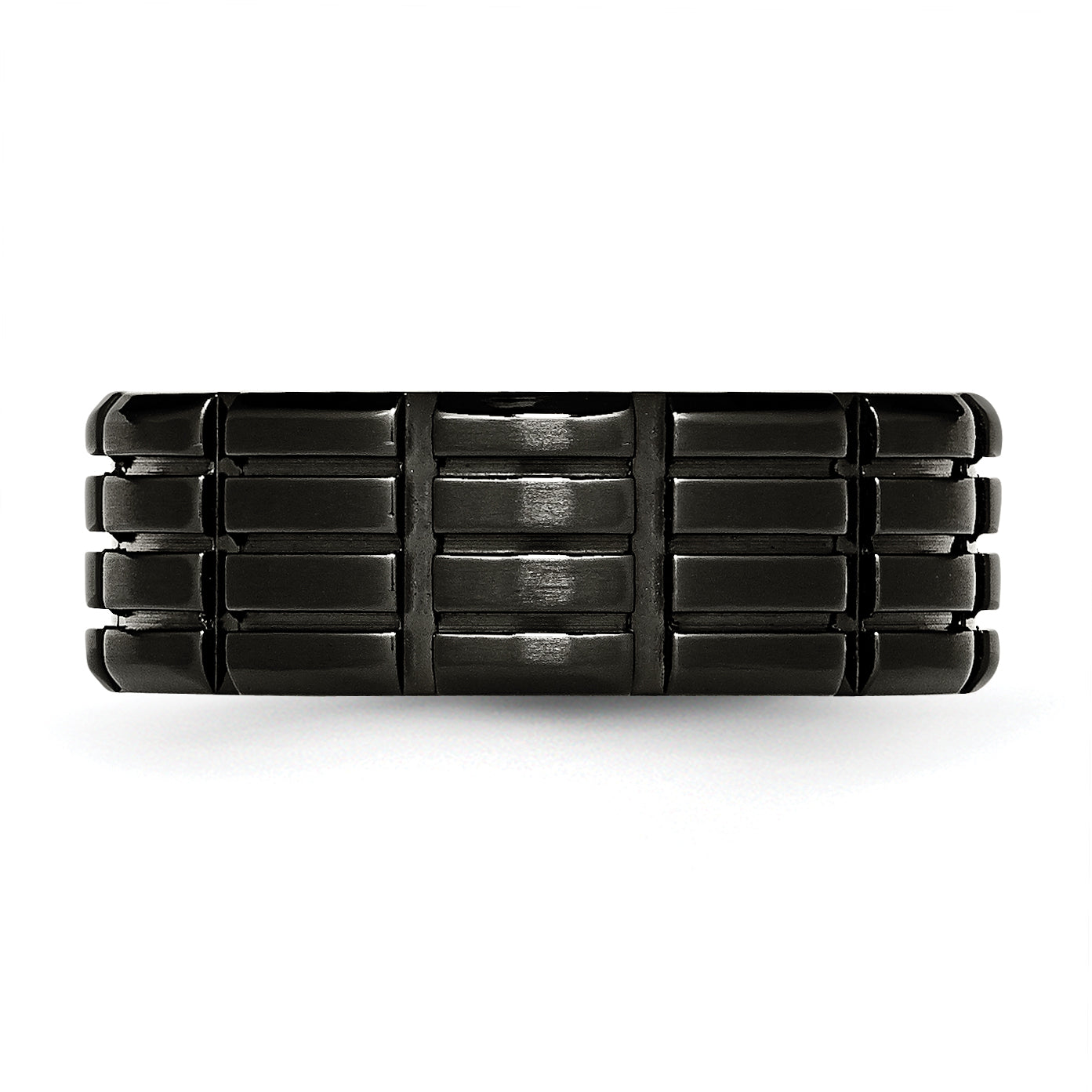 Black IP-Plated Grooved Wedding Band in Stainless Steel, 8mm