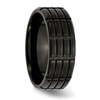 Black IP-Plated Grooved Wedding Band in Stainless Steel, 8mm