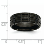 Black IP-Plated Grooved Wedding Band in Stainless Steel, 8mm