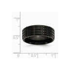 Stainless Steel 8mm Black IP-plated Grooved & Brushed Band