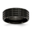Stainless Steel Wedding Band with Black Grooved Design Engravable Bracelet