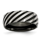 Black IP Swirl Wedding Band in Stainless Steel, 8mm