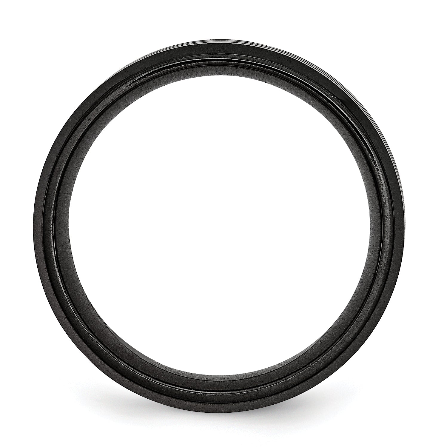 Stainless Steel Brushed and Polished Black IP-plated Striped 8mm Band