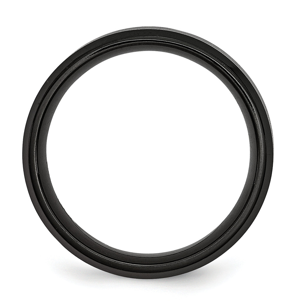 Striped Wedding Band in Stainless Steel, 8mm